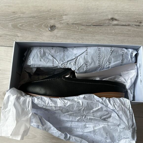 AEROSOLES Comfortable Backless‎ Slip On Loafer in Black Faux Leather Size 8W NWT - Picture 7 of 11